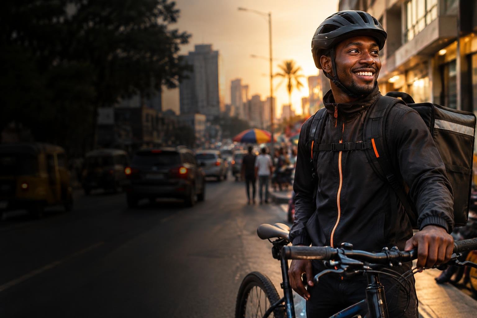 Bicycle courier in the city